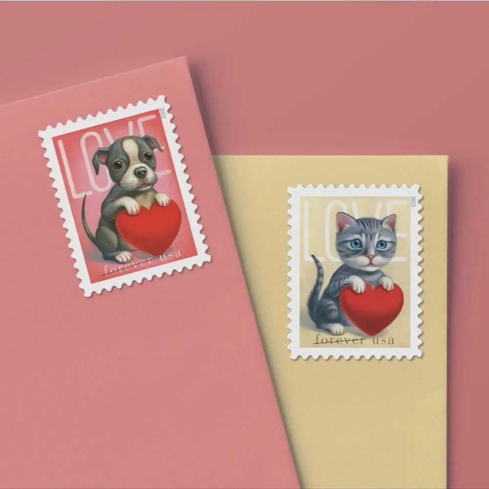100 Forever 2023 Love Stamps Kitten Puppy First Class USPS‎ Postage Mail Dog Cat